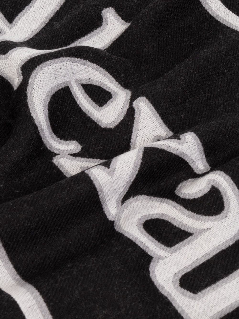 logo-print wool scarf - 2