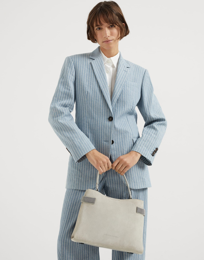 Essence top-handle bag in suede with precious bands 4