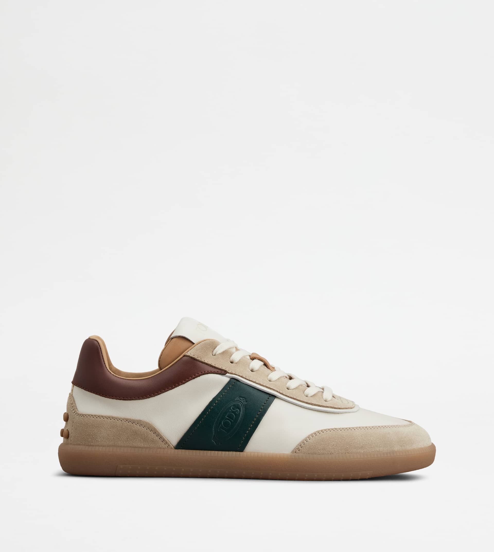 TOD'S TABS SNEAKERS IN SUEDE - OFF WHITE, BROWN, GREEN - 1