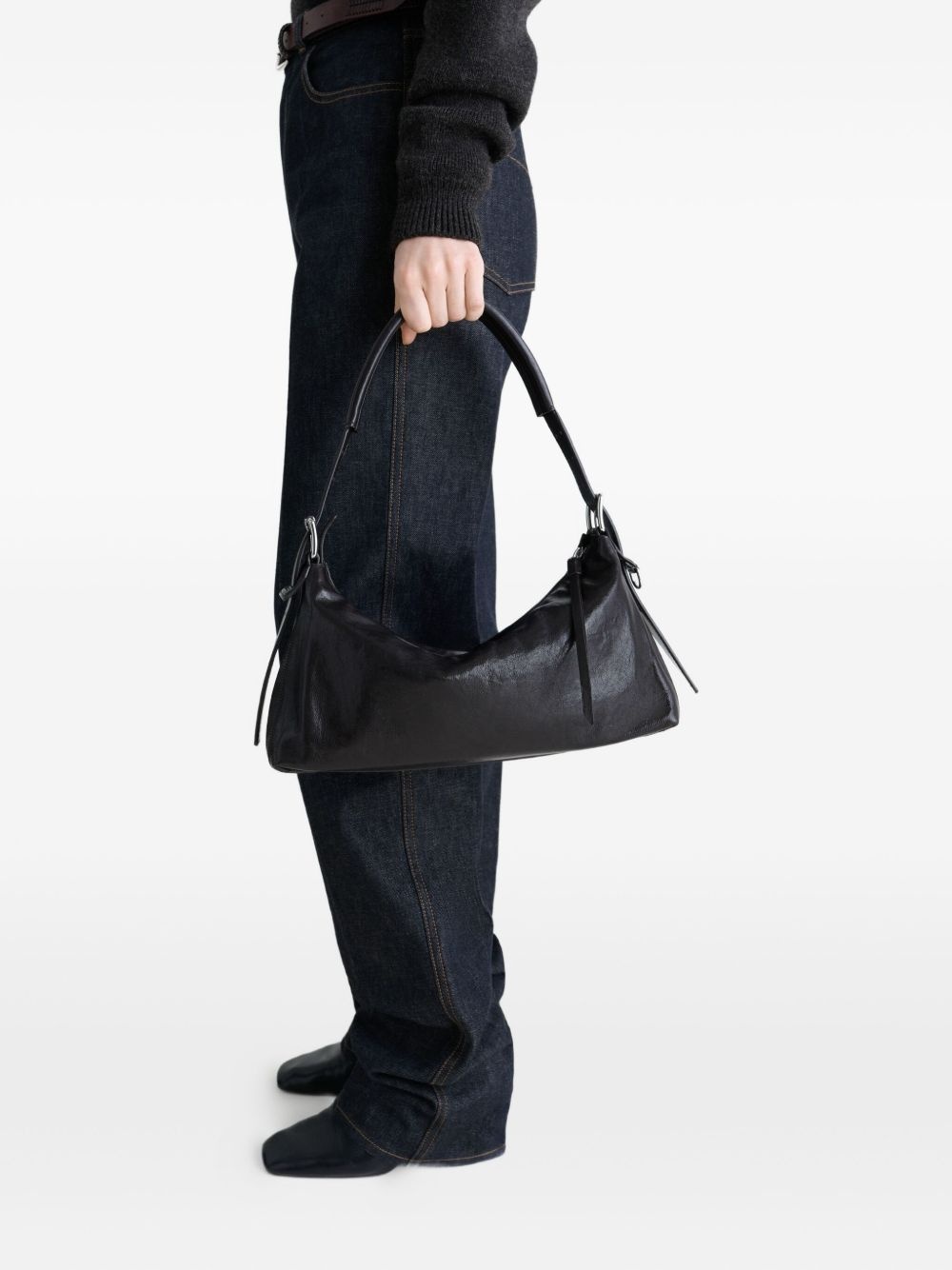 belted leather shoulder bag - 2