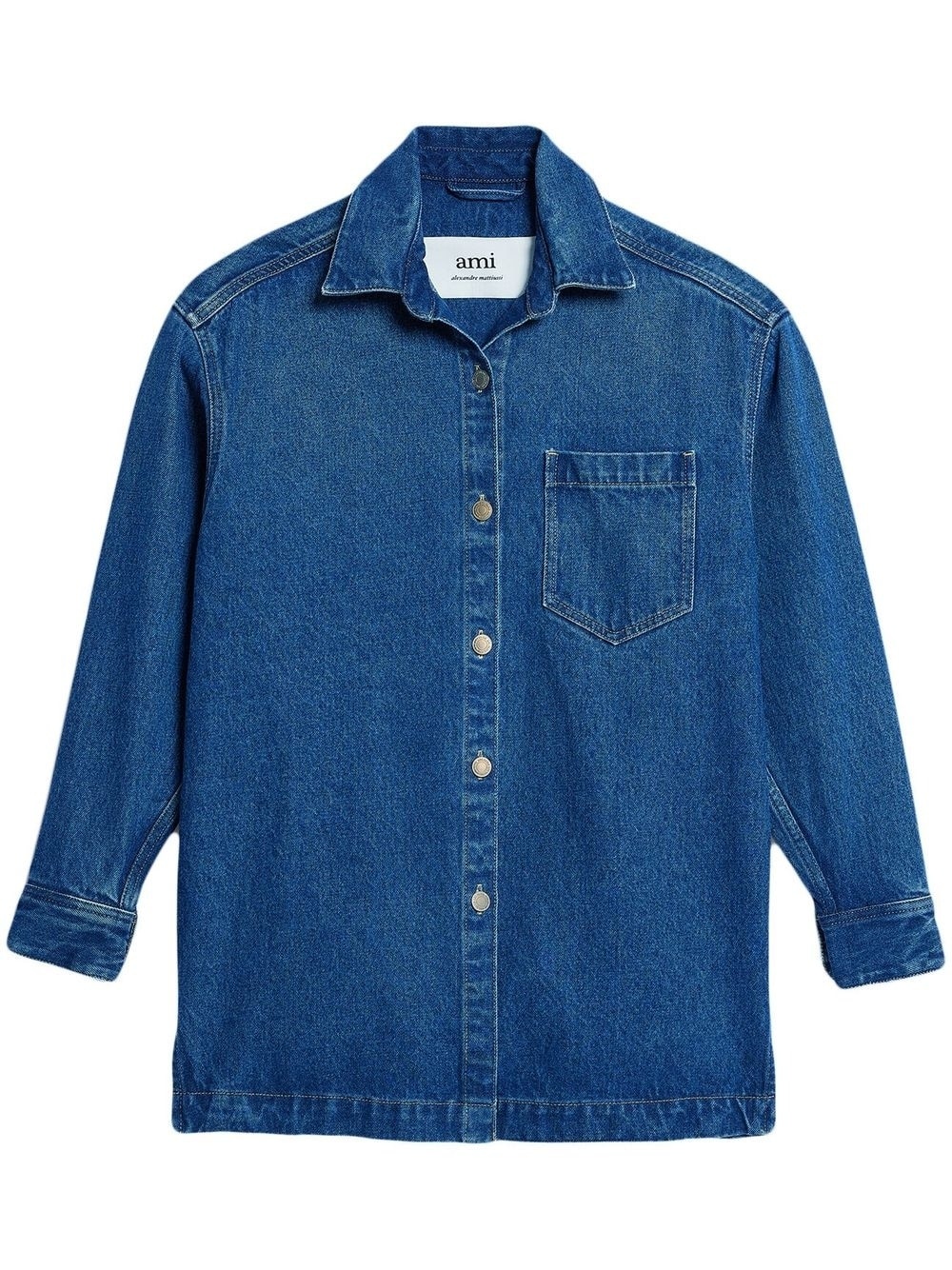 spread-collar denim overshirt - 1