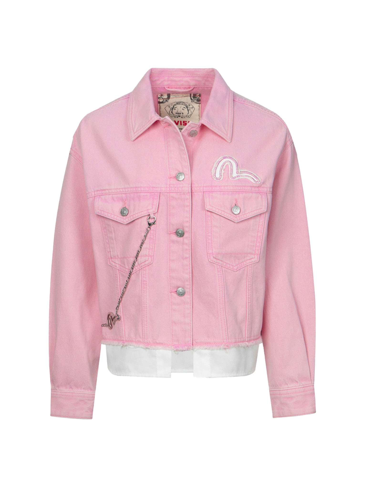 SEAGULL APPLIQUE EMBROIDERY MOCK 2-IN-1 FASHION FIT DENIM JACKET - 13