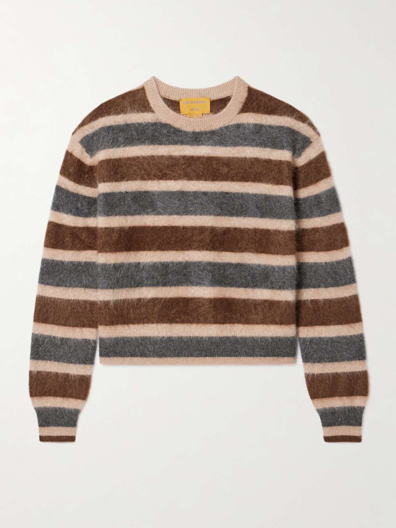 Striped brushed-cashmere sweater Brown - 1