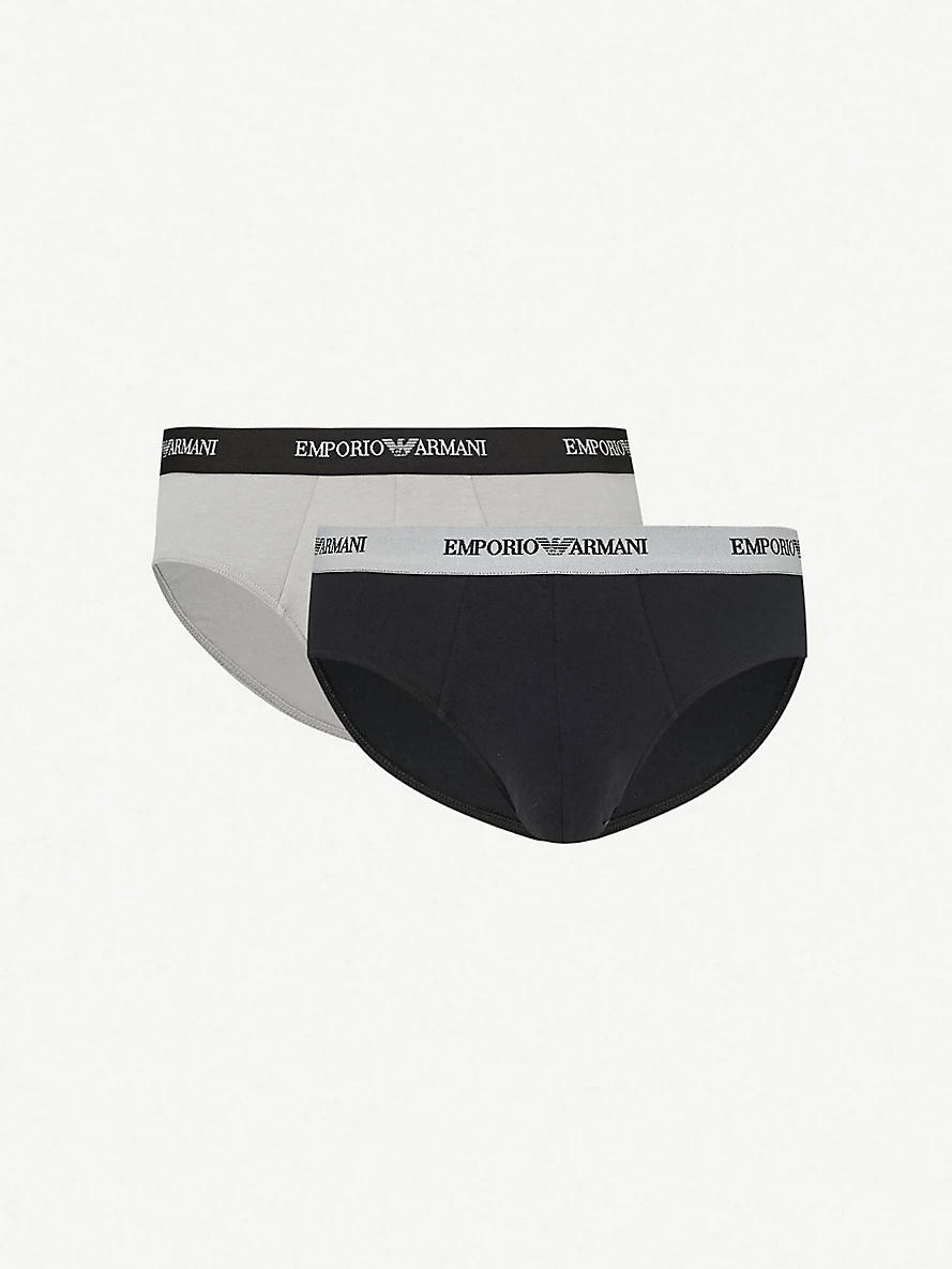 Pack of two slim-fit stretch-cotton briefs - 1