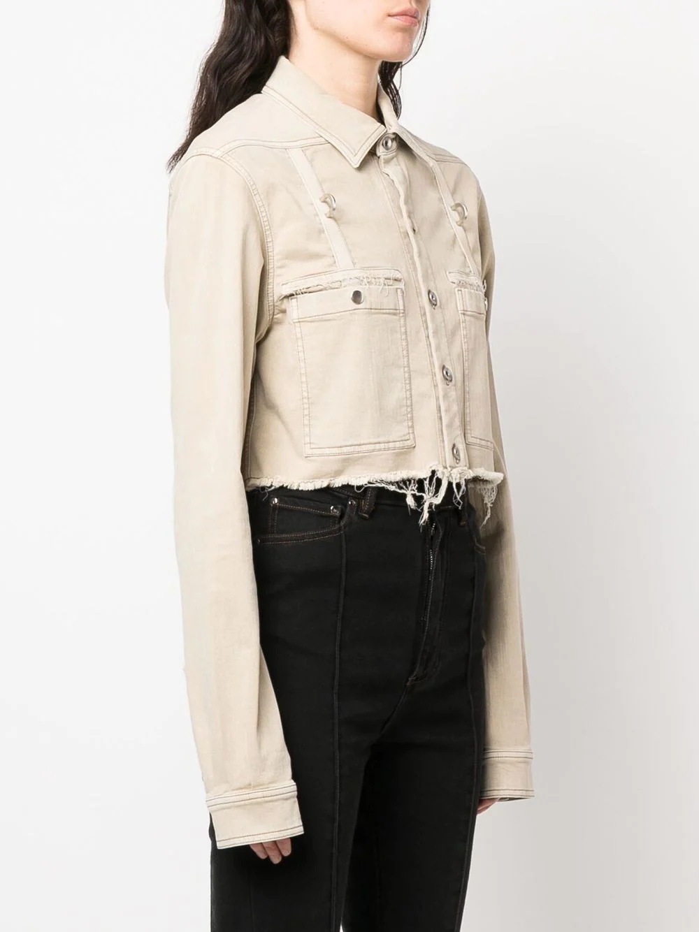 raw-cut cropped shirt jacket - 3