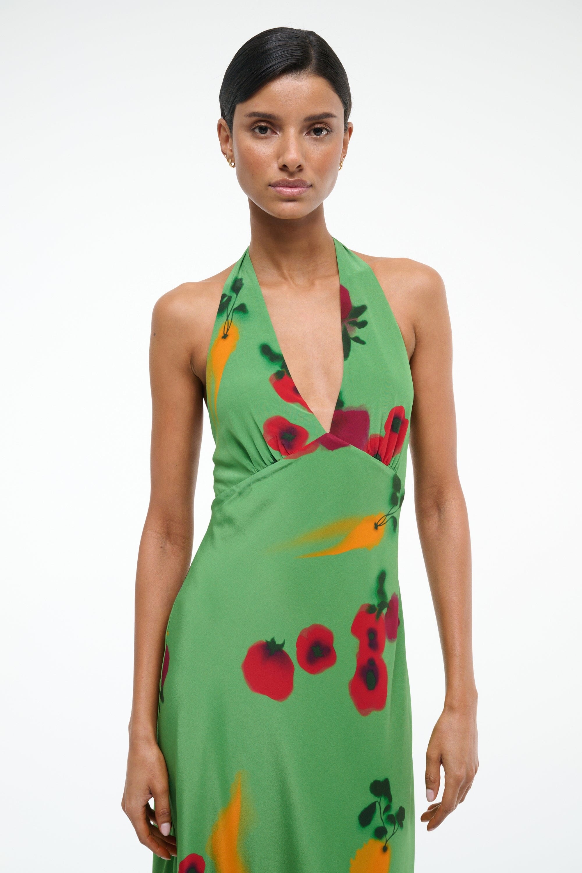 STAUD LUCCA SILK DRESS FARMERS MARKET LEAF - 5