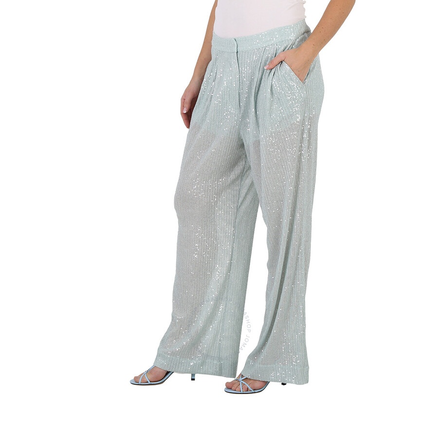 Rotate Ladies Wan Blue Transparent Sequins Trousers - 4