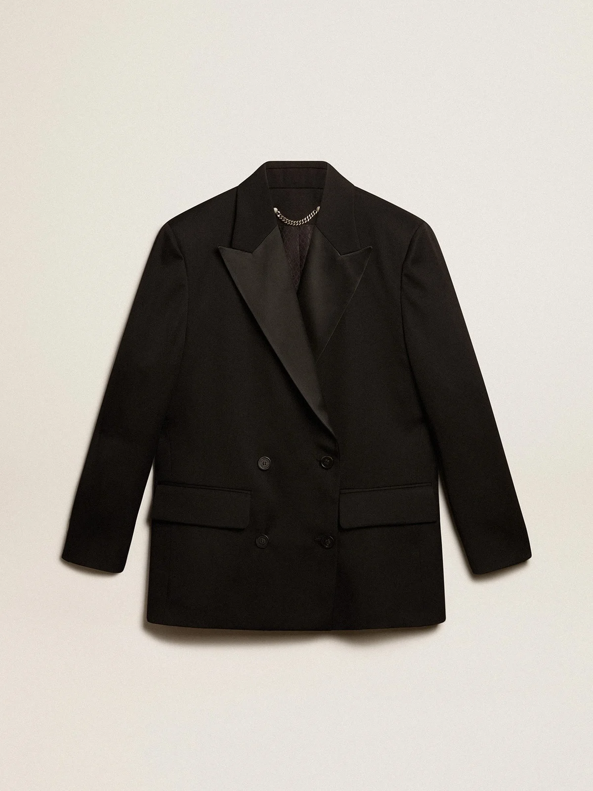 Women’s tuxedo jacket in black wool gabardine - 1