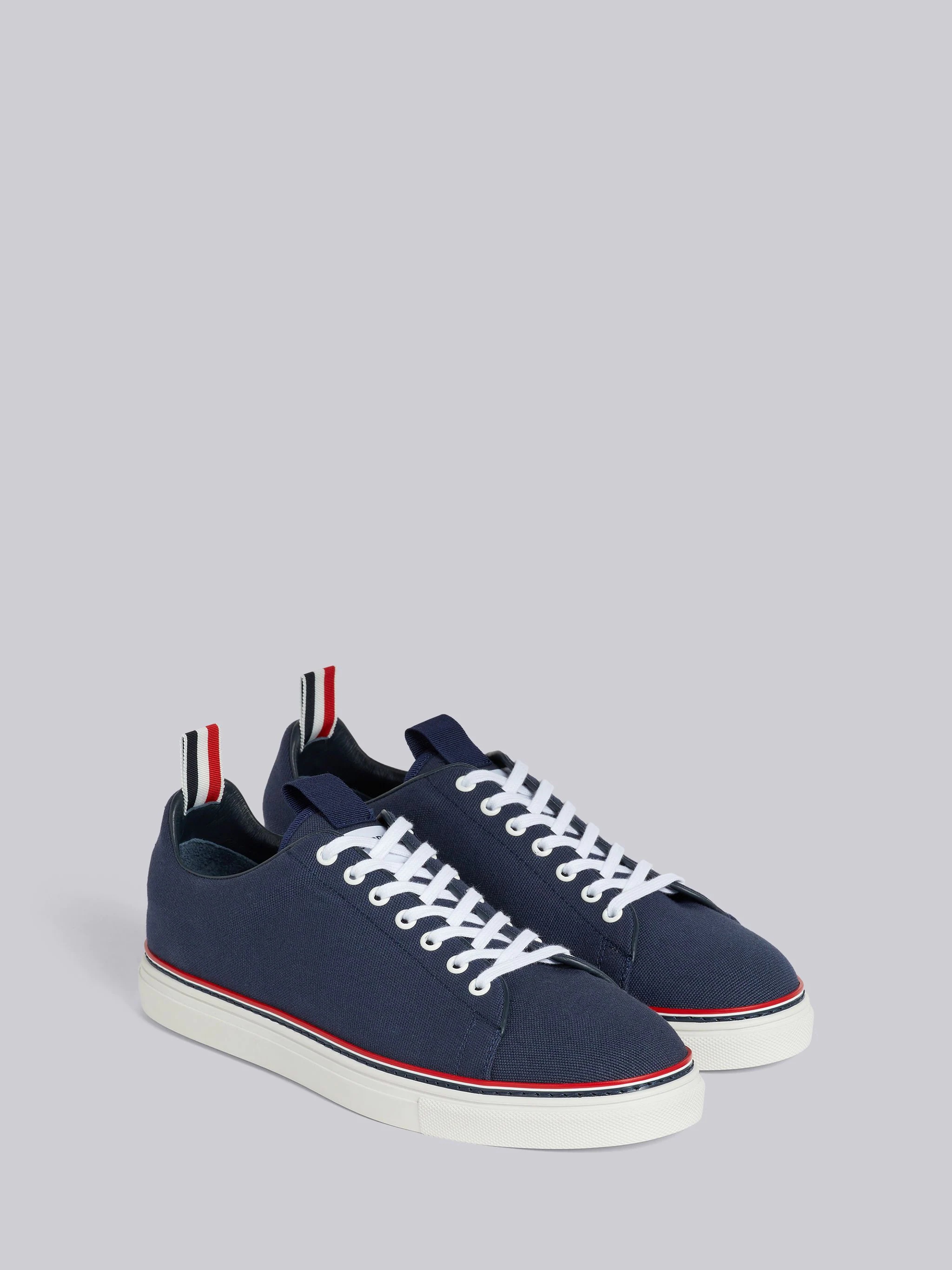 Navy Canvas Stripe Tennis Shoe - 3