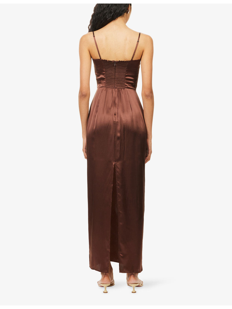 Frankie Shoulder-Straps Silk Midi Dress 4