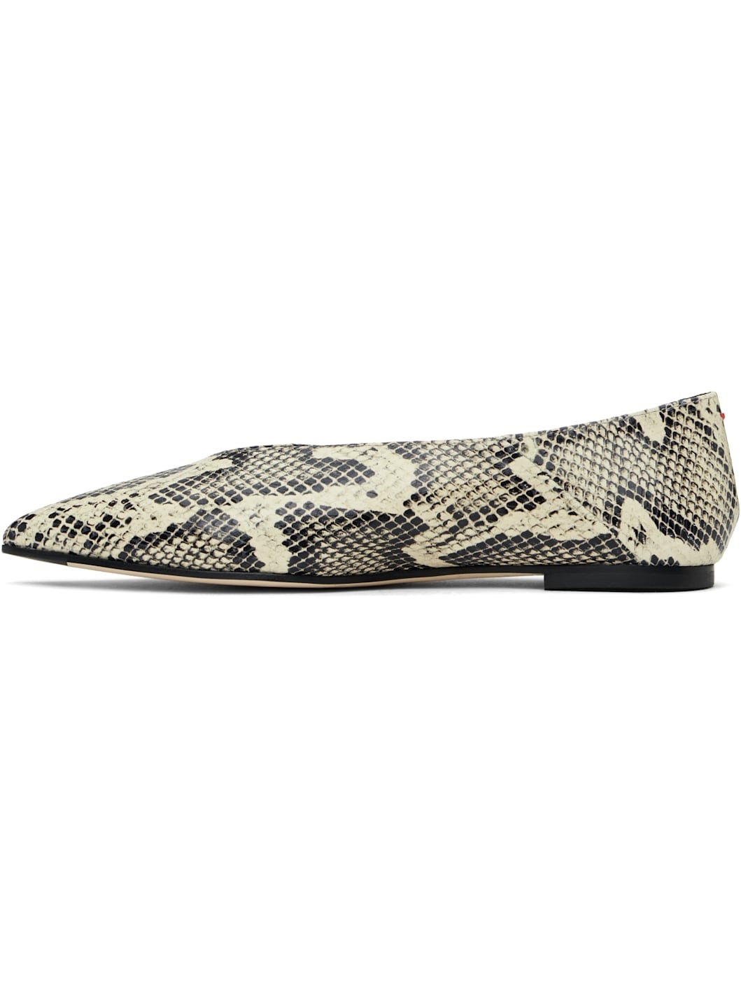Beige & Black Moa Leather Ballerina Flats - 3