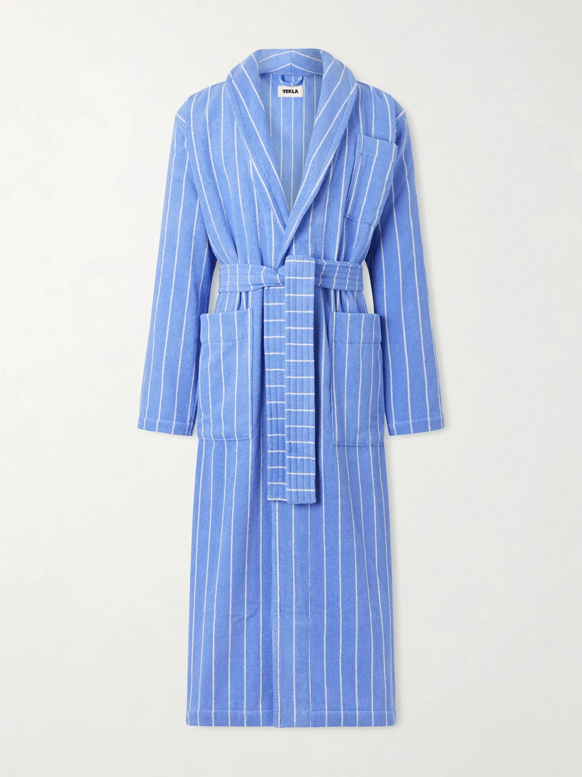 Belted Striped Organic Cotton-Terry Robe - 1