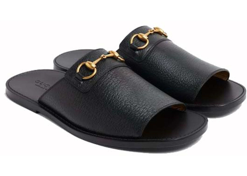 GUCCI Gucci Horsebit Leather Flat Slides Black outlook