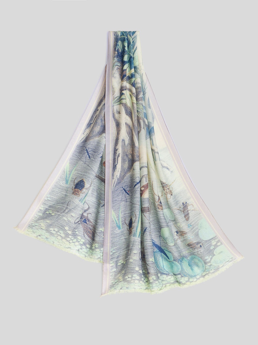 PRINTED WOOL AND SILK SCARF - 1