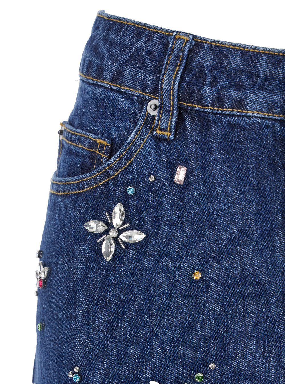 Self-Portrait Women Blue Embellished Wide Leg Jeans - 3