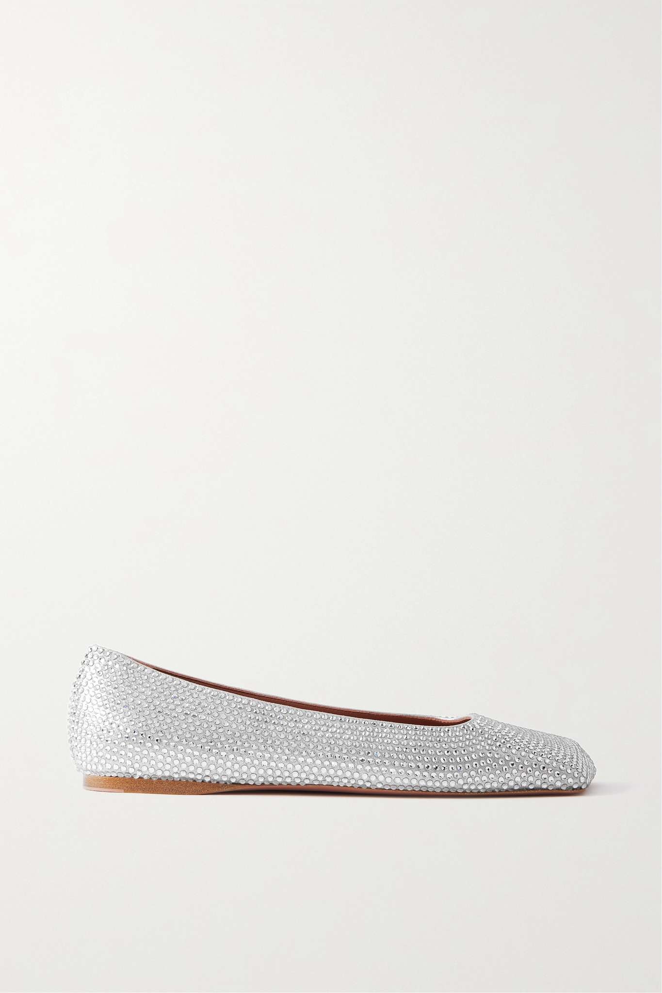 Ane crystal-embellished metallic suede ballet flats - 5