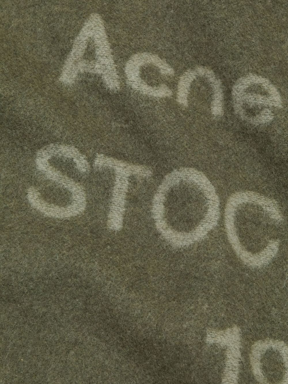 logo-embellished wool scarf - 4
