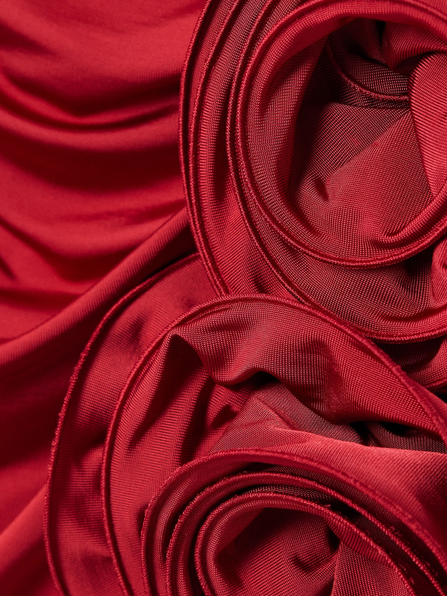 Appliquéd draped stretch-jersey midi dress Red - 4