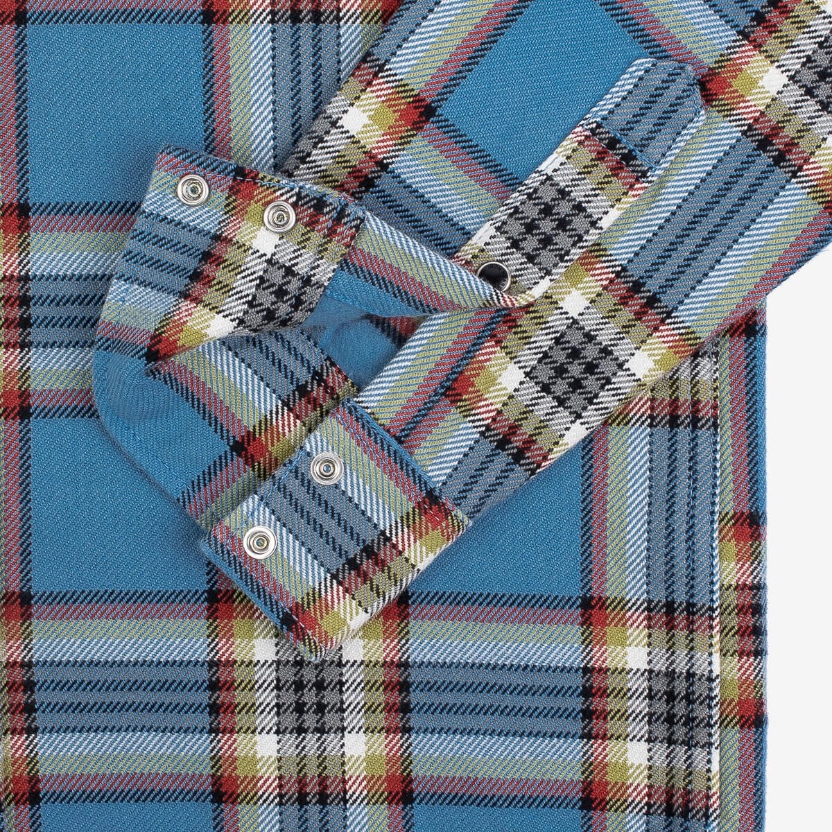 IHSH-332-SAX Ultra Heavy Flannel Anniversary Check Western Shirt - Sax Blue Overdyed Pale Grey - 10