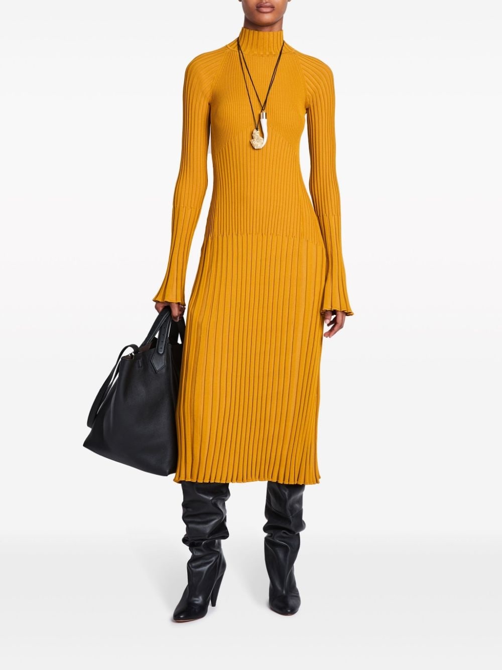 roll-neck ribbed midi dress - 2