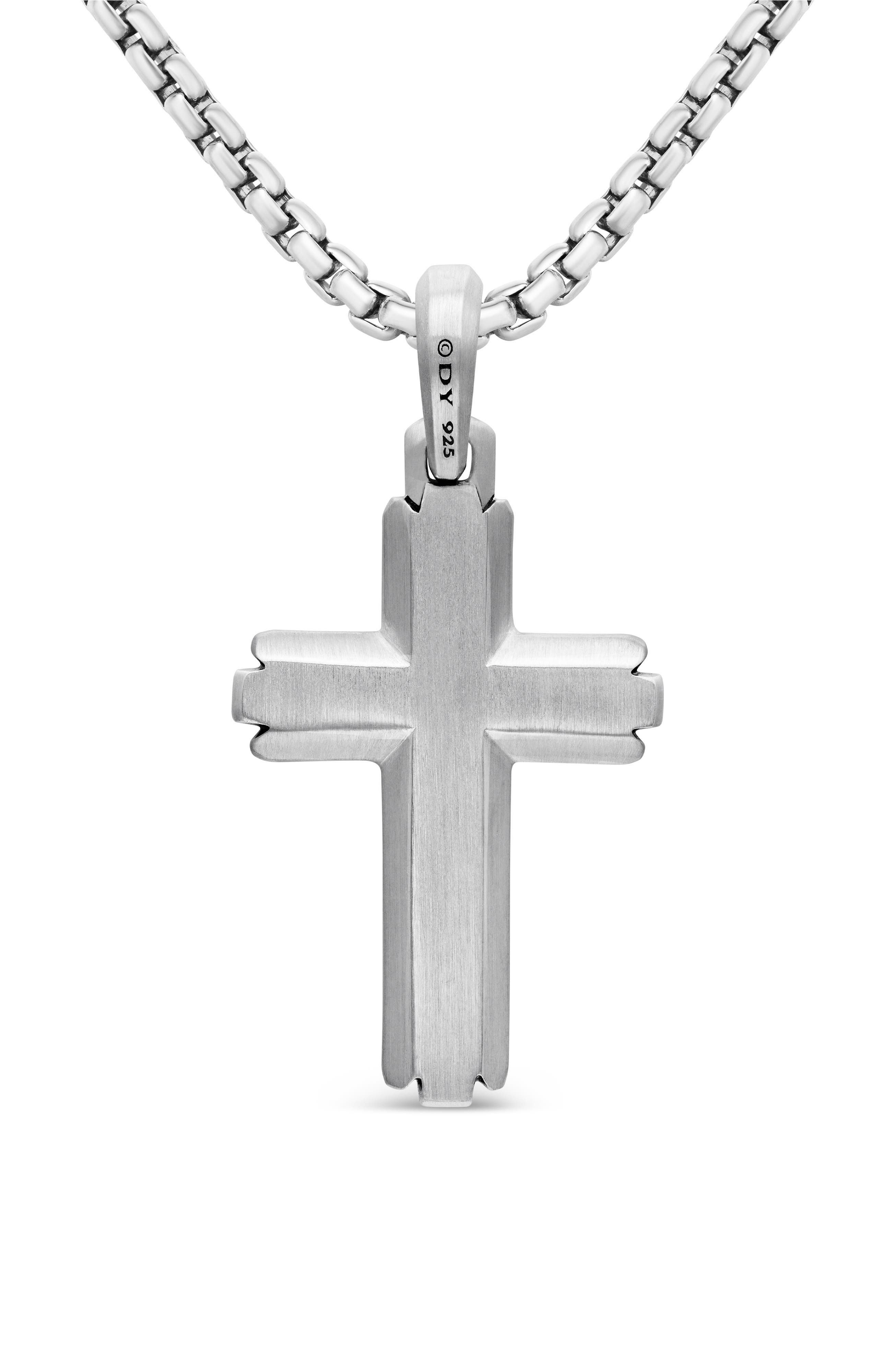David Yurman Deco Cross Pendant with Pavé Black Diamonds in Silver/Black Diamond at Nordstrom - 6