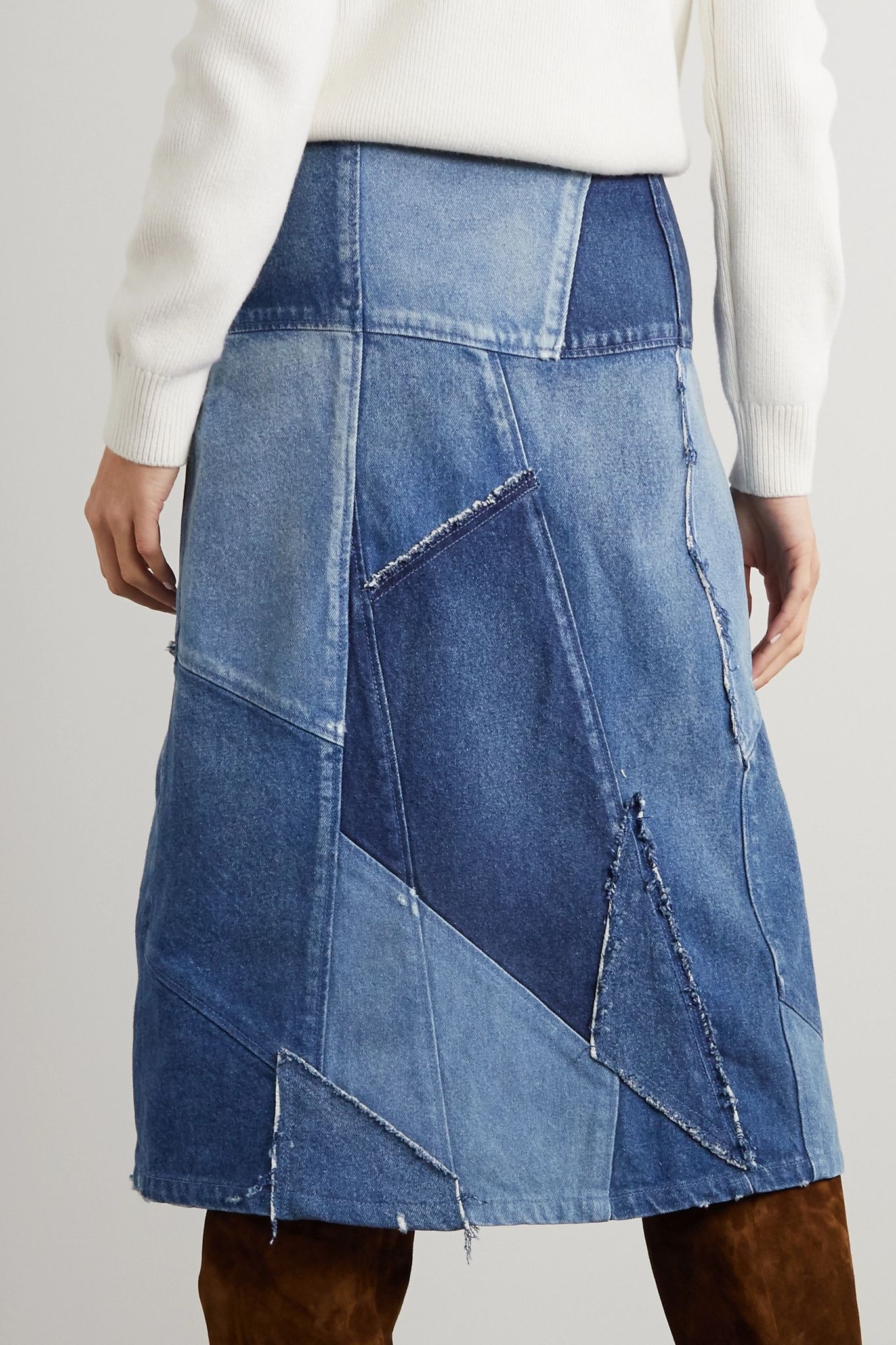 Patchwork denim midi skirt - 3