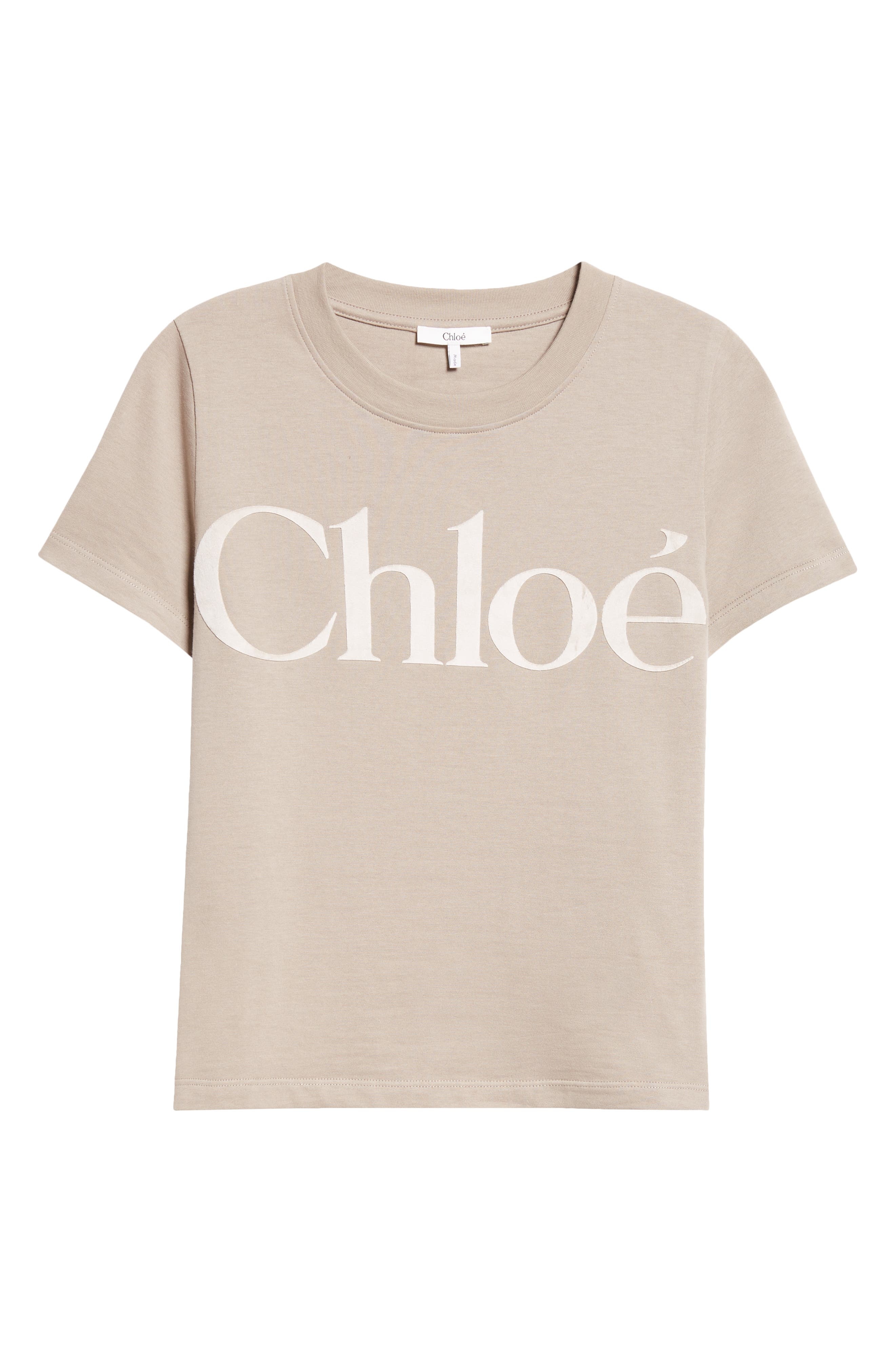 Chloé Logo Appliqué Cotton T-Shirt in Powder Grey at Nordstrom - 6