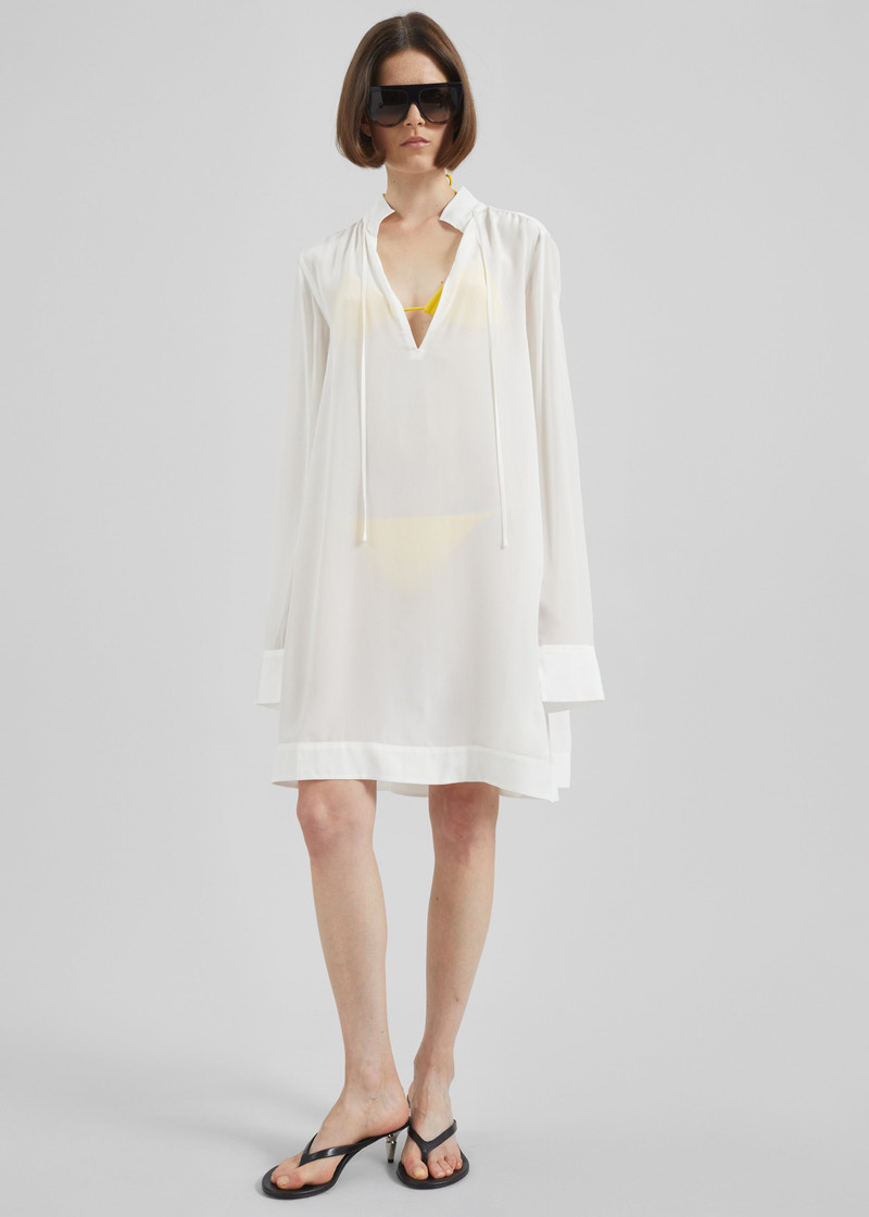 Nazare Fluid Shirt Dress - White 4