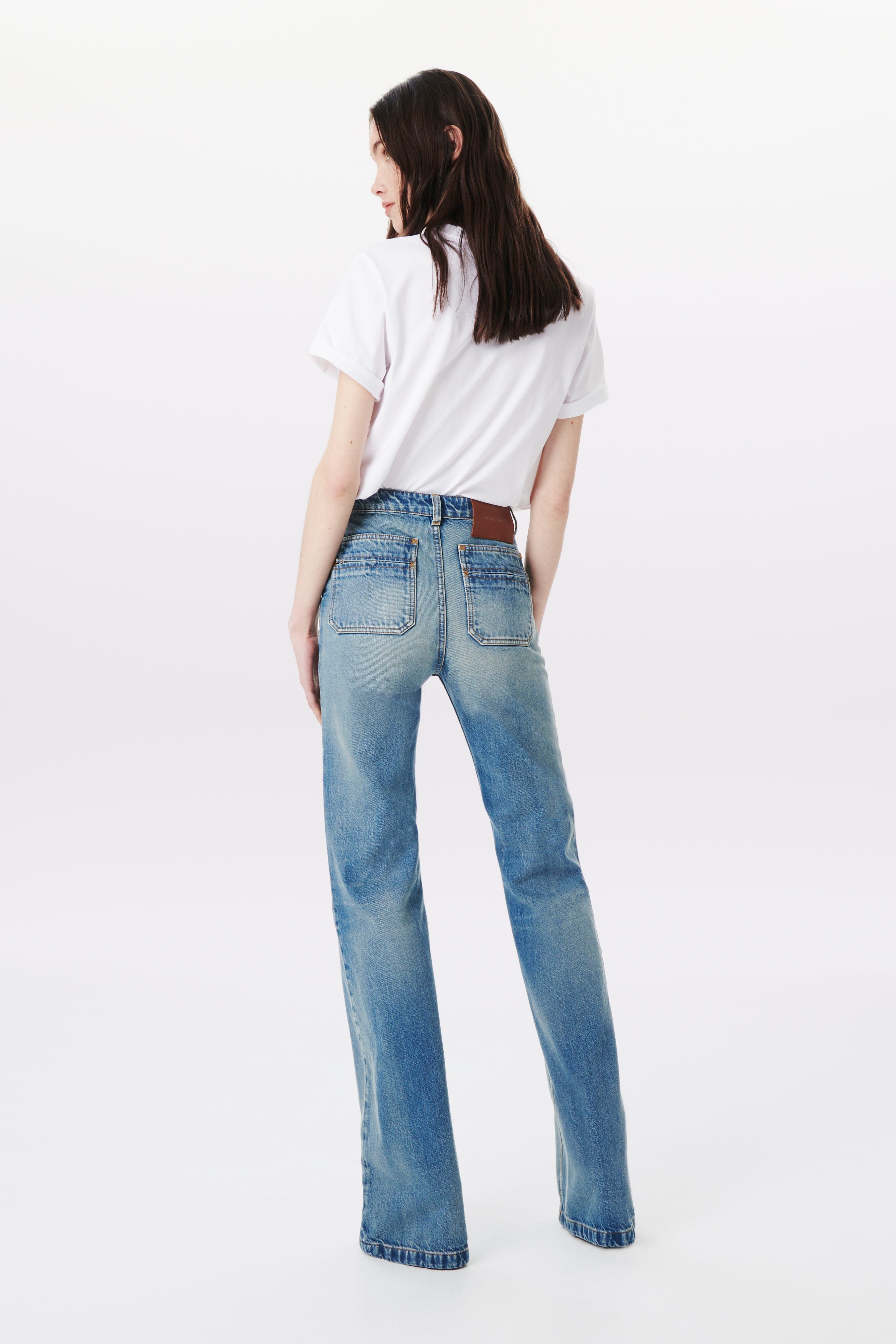 Faye High Rise Slim Fit Jean in Grey-Blue Wash - 6