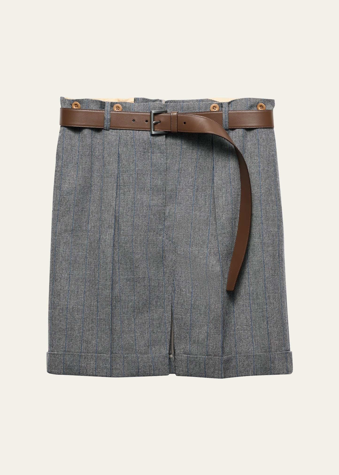 Gessato Belted Paperbag Skirt - 1