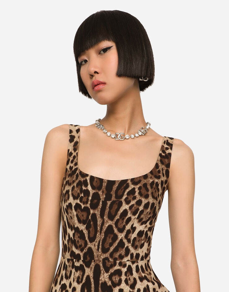 Short leopard-print charmeuse dress - 4