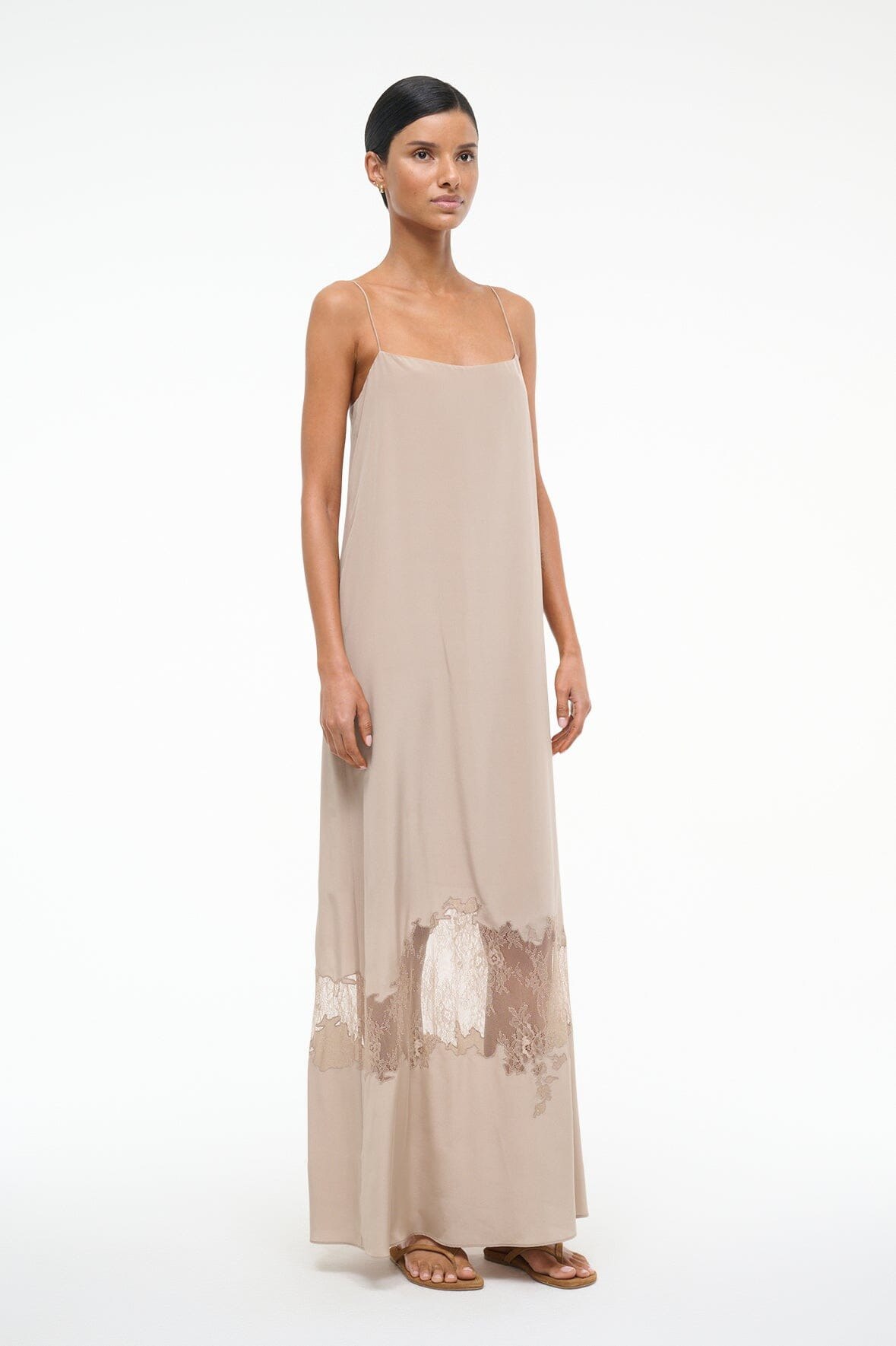 STAUD DELFINA SILK DRESS DUNE - 3