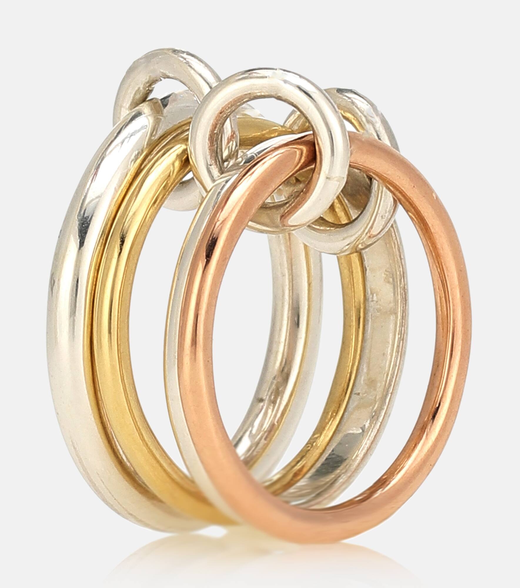 Hyacinth 18kt gold and sterling silver linked rings - 5