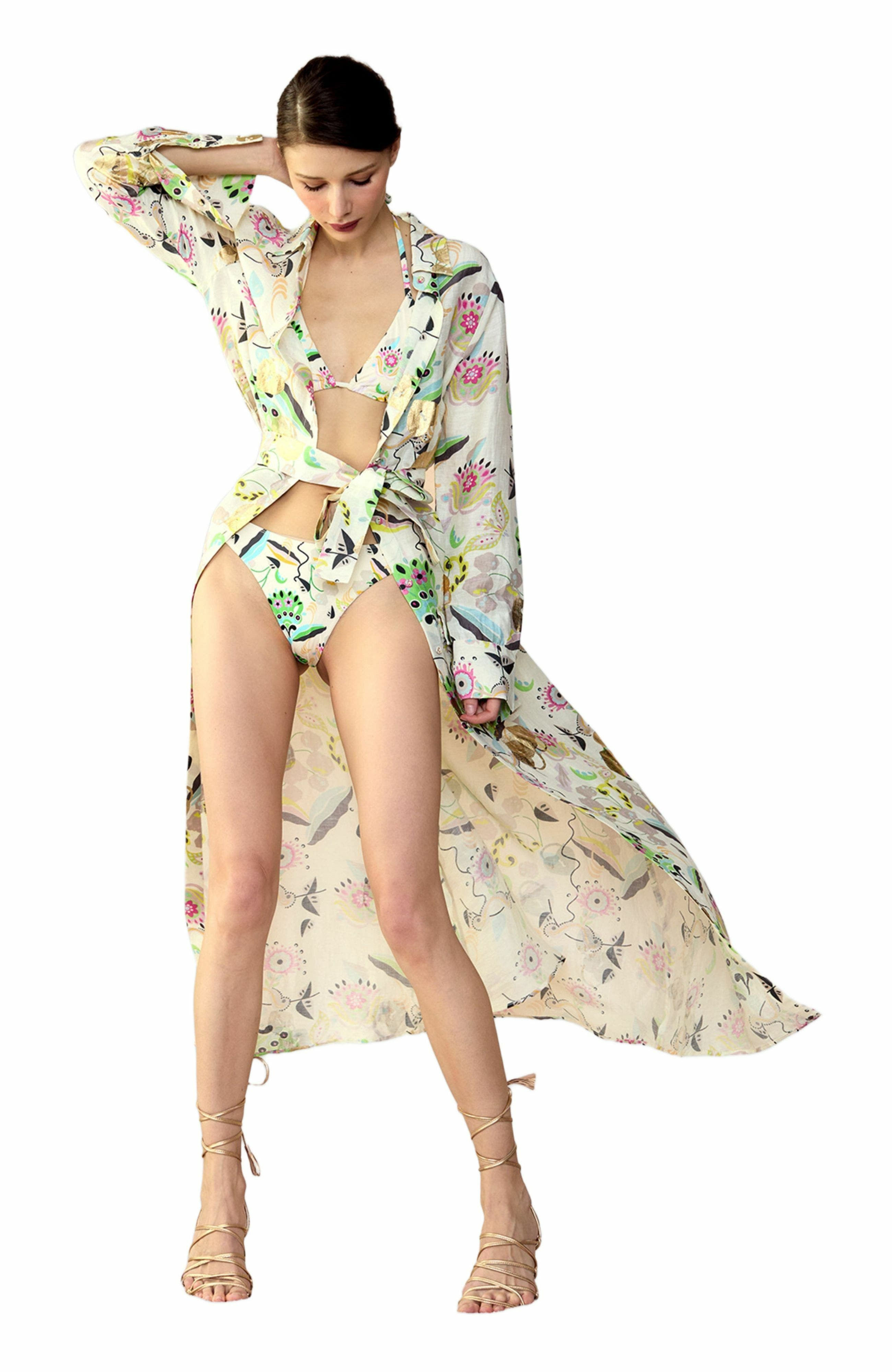 Cynthia Rowley Baia Bikini Bottoms in White Floral at Nordstrom - 1