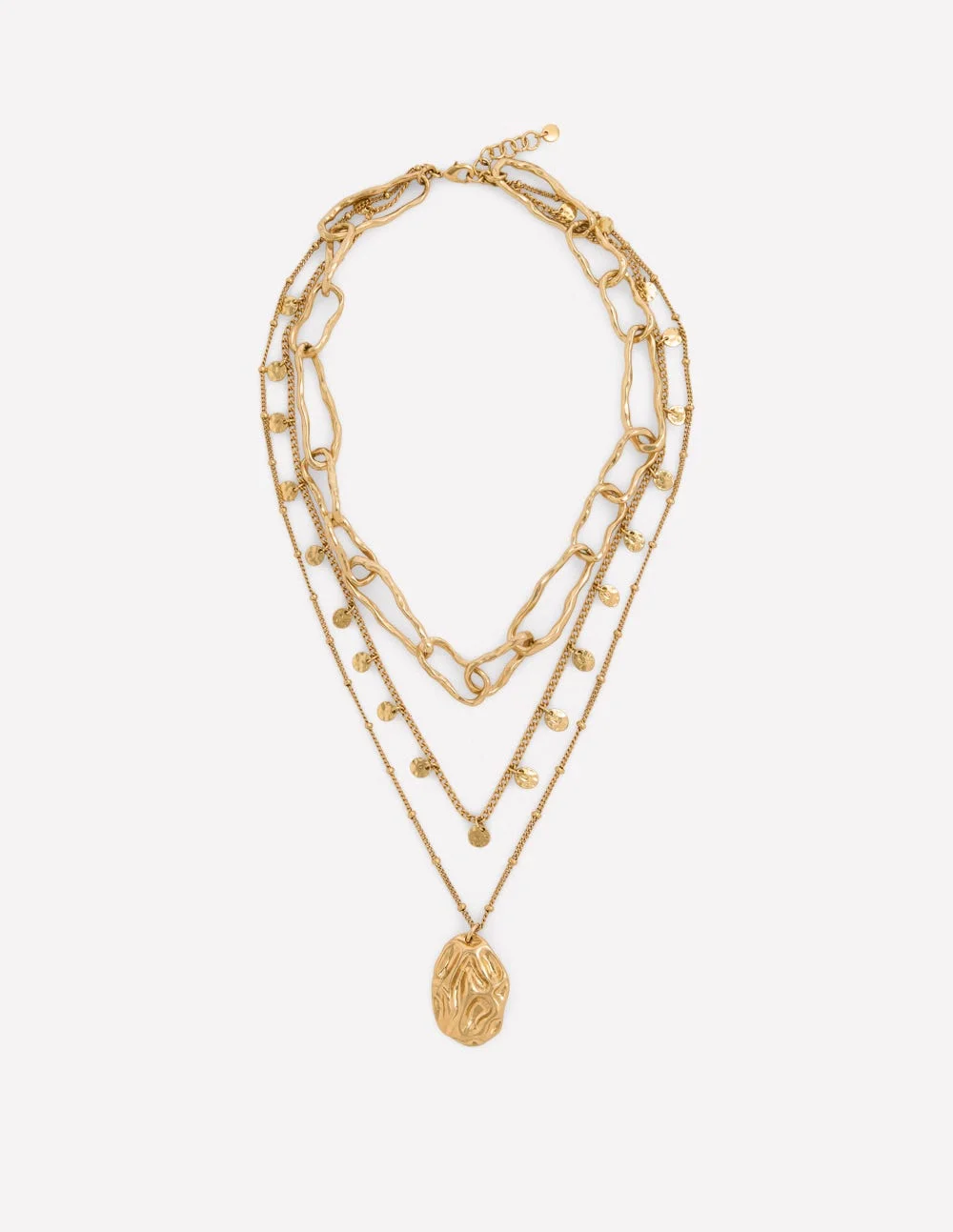 Irregular Layered Necklace-Gold Colour - 1