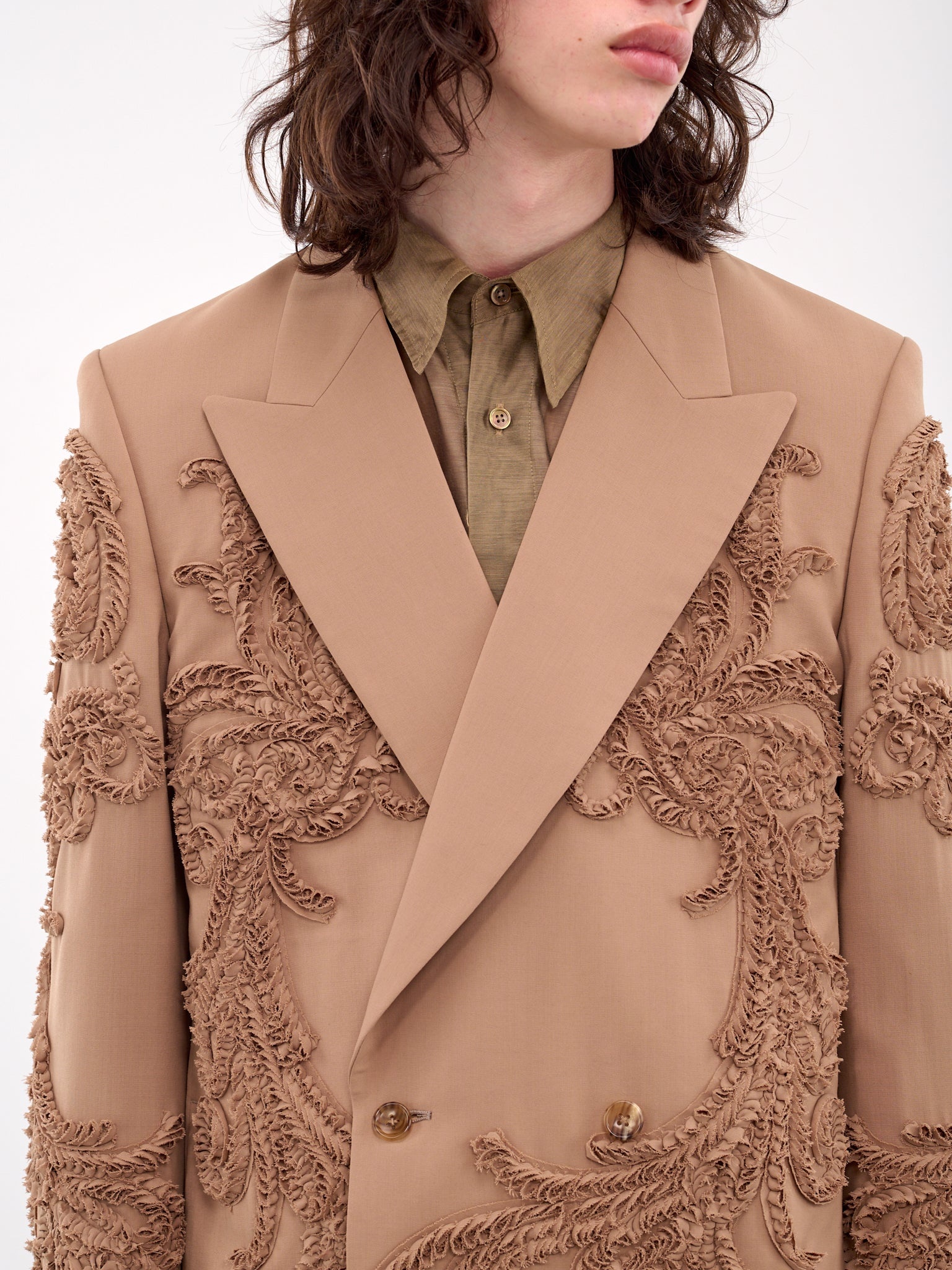 Appliqué Double-Breasted Blazer - 4