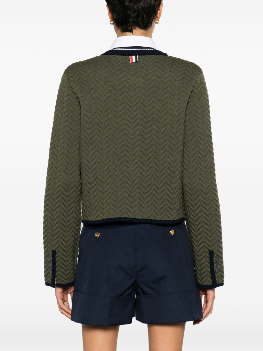 herringbone quilted-jacquard cardigan - 4