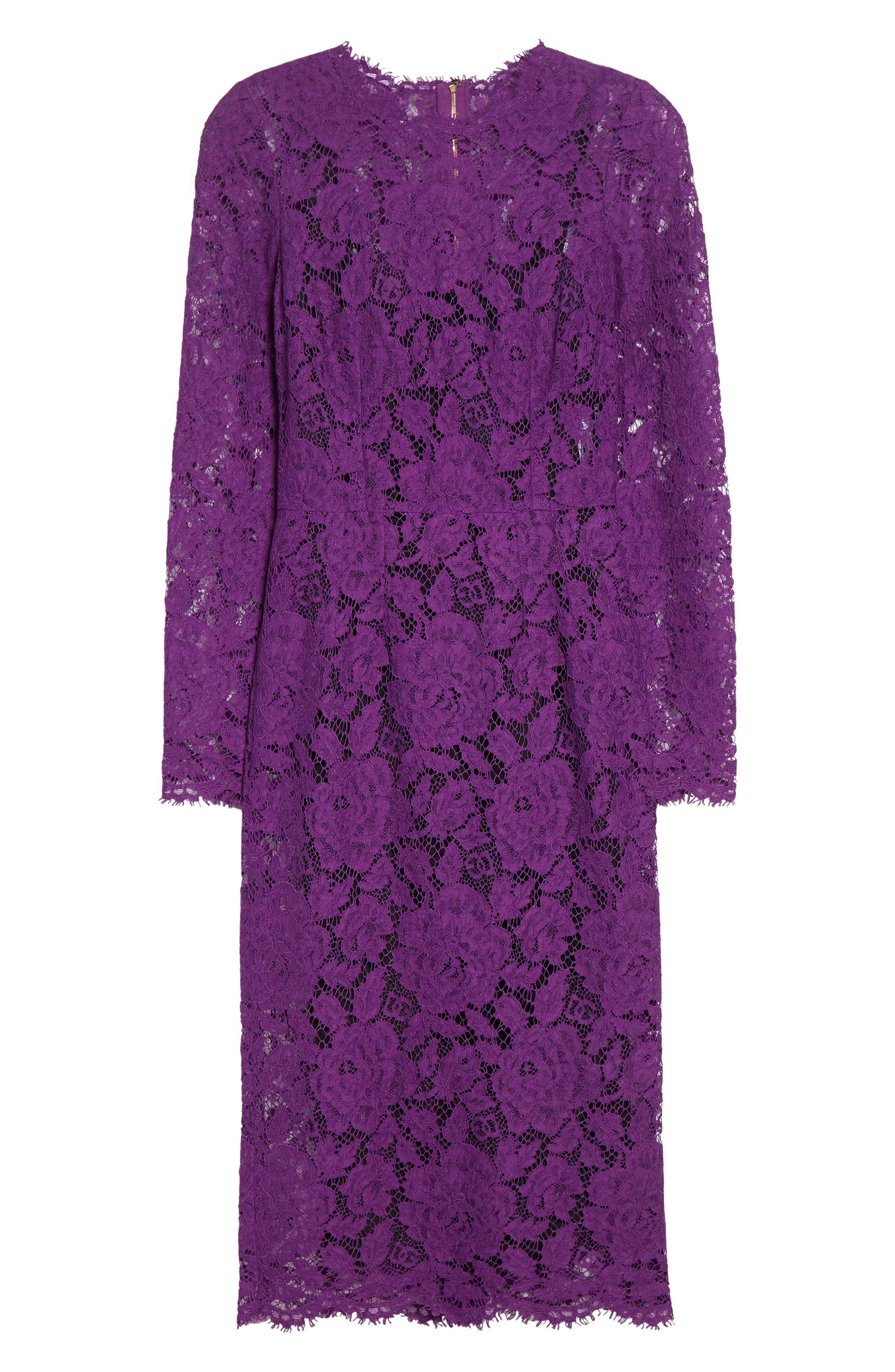 Dolce&Gabbana Long Sleeve Cordonetto Lace Sheath Dress in F0571 Viola at Nordstrom - 5