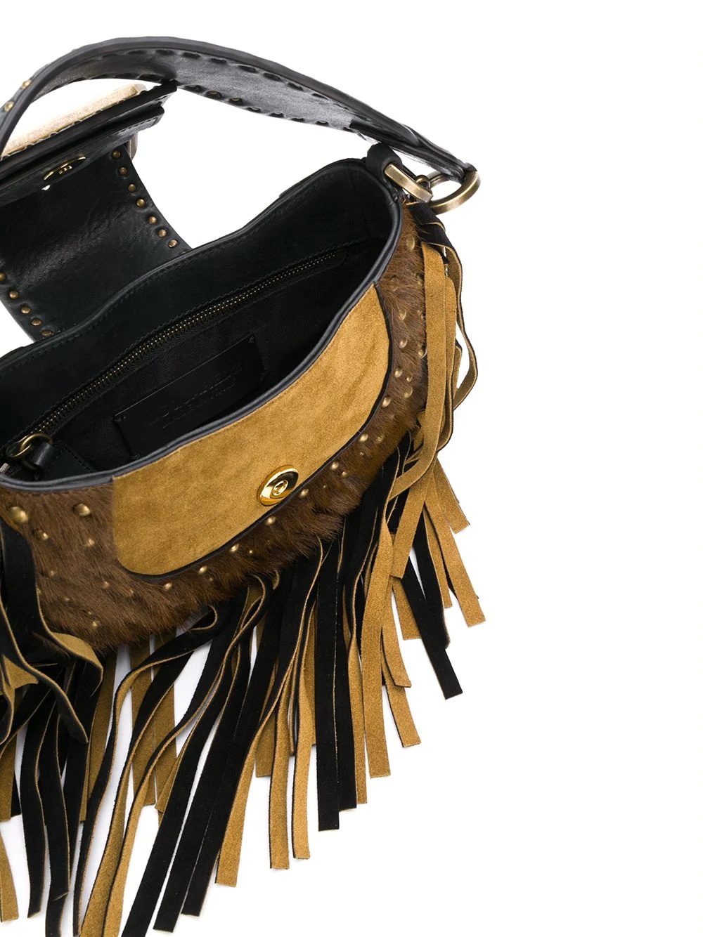 oversized buckle fringe shoulder bag - 5