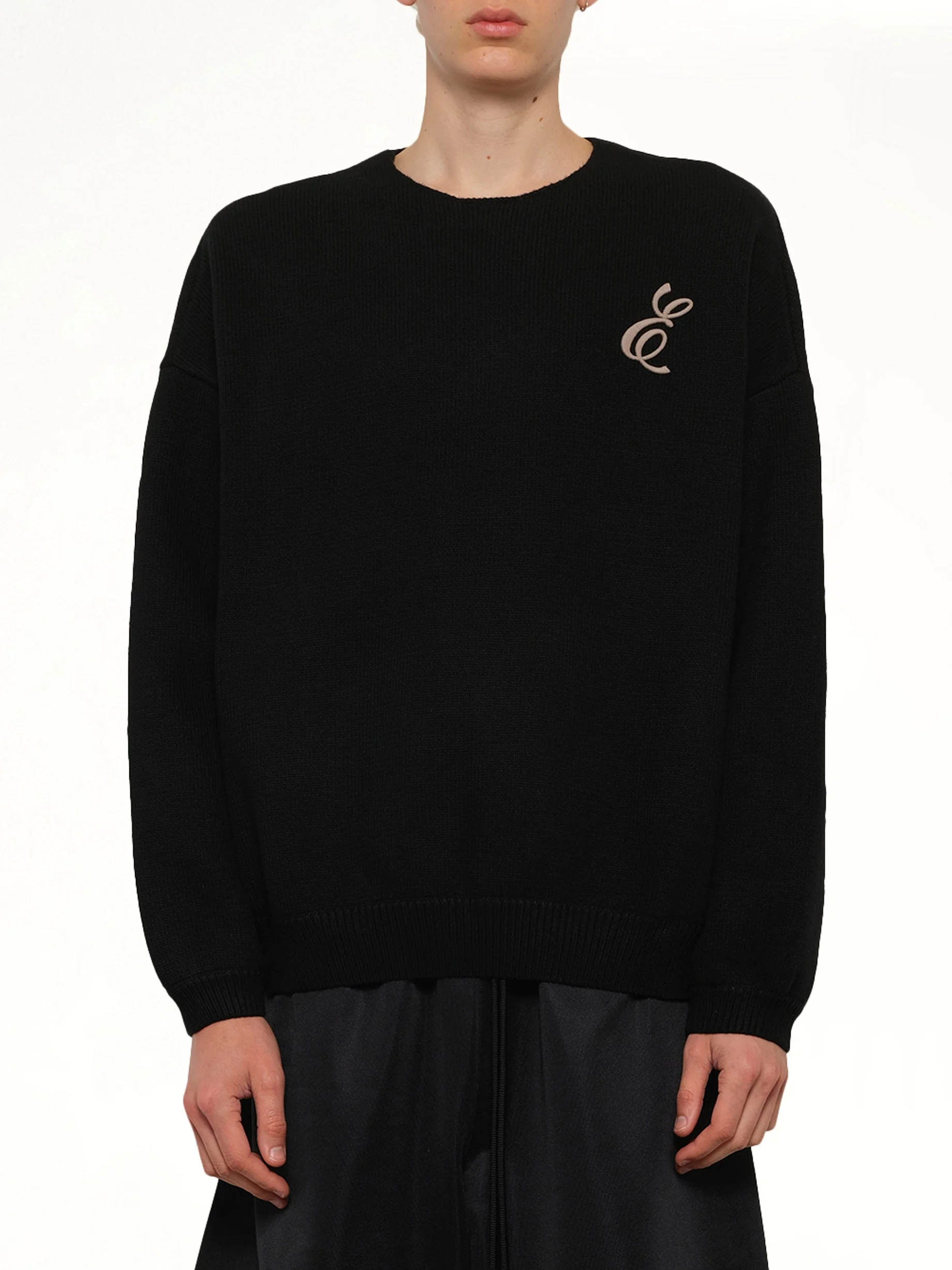 Waffle Crewneck Sweater in Vintage Black - 1