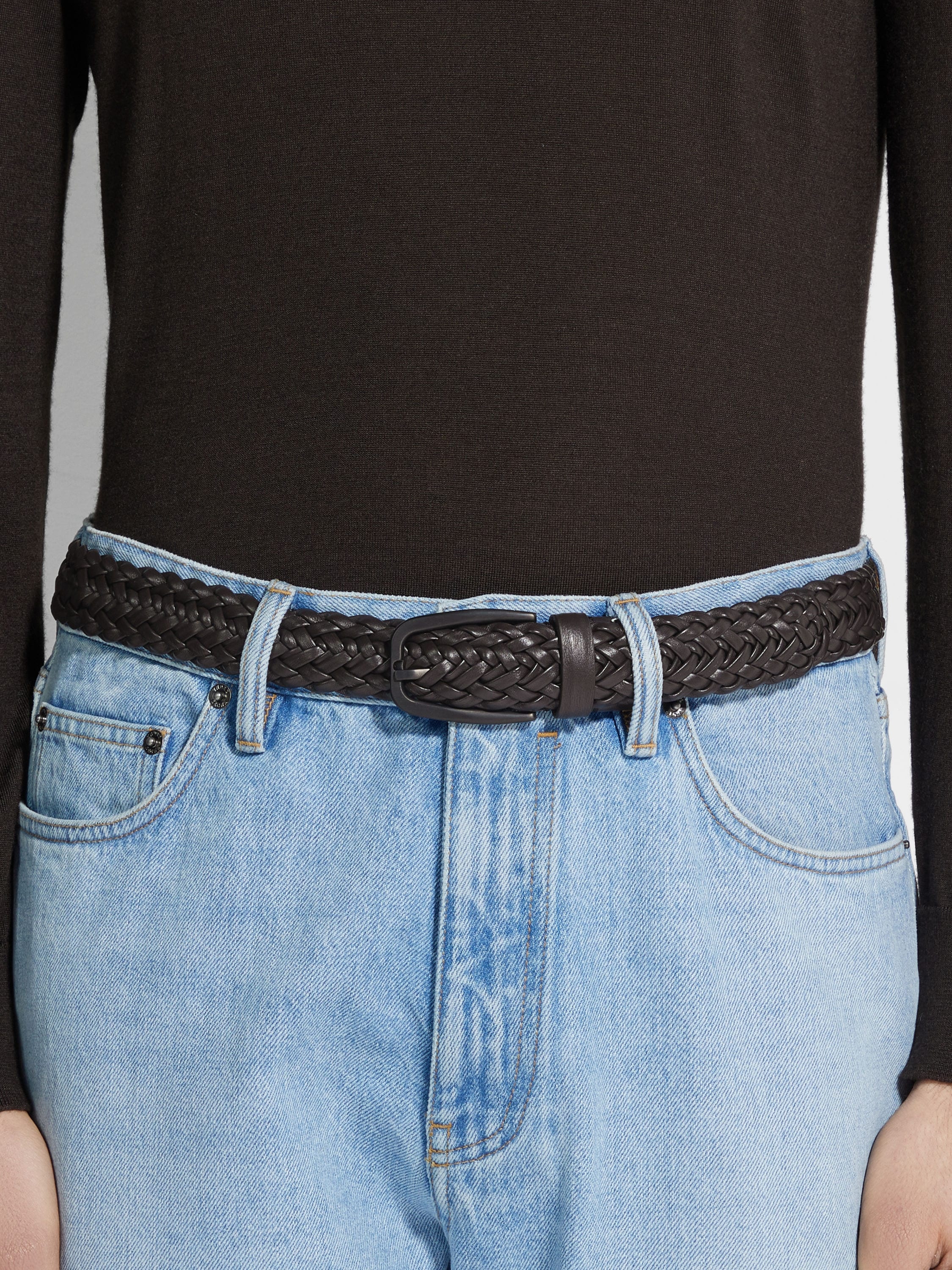 DARK BROWN LEATHER BELT - 3