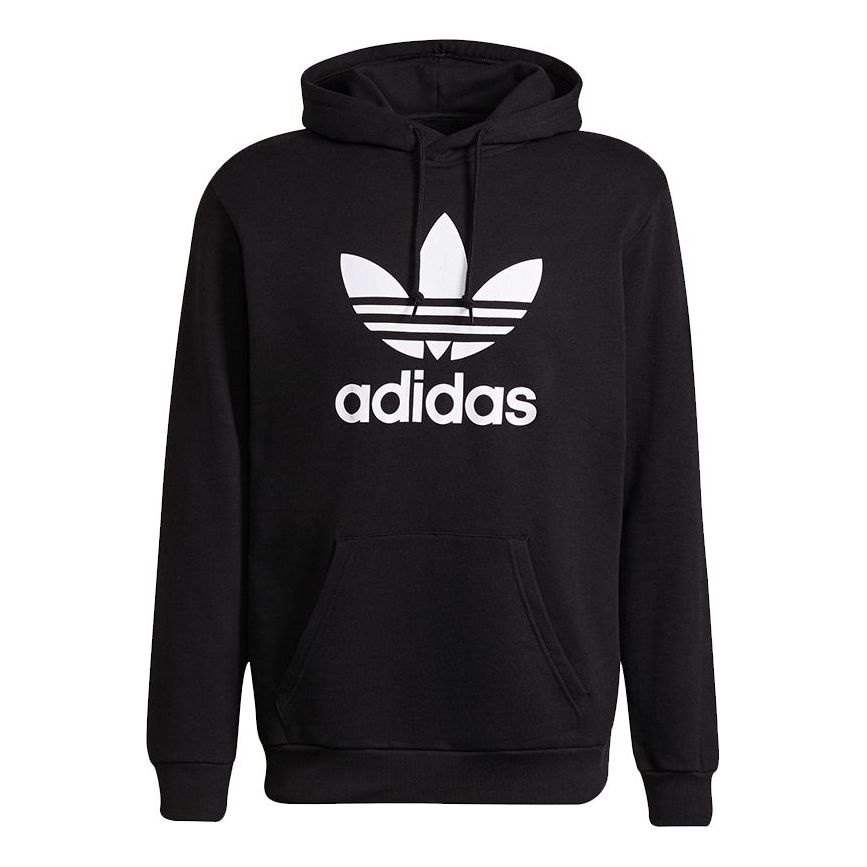 Men's adidas originals Trefoil Hoody Logo Printing Sports Pullover Black H06667 - 1