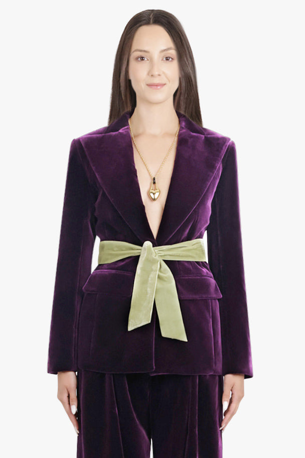 SINGLE BREAST VELVET JACKET | PURPLE - 3