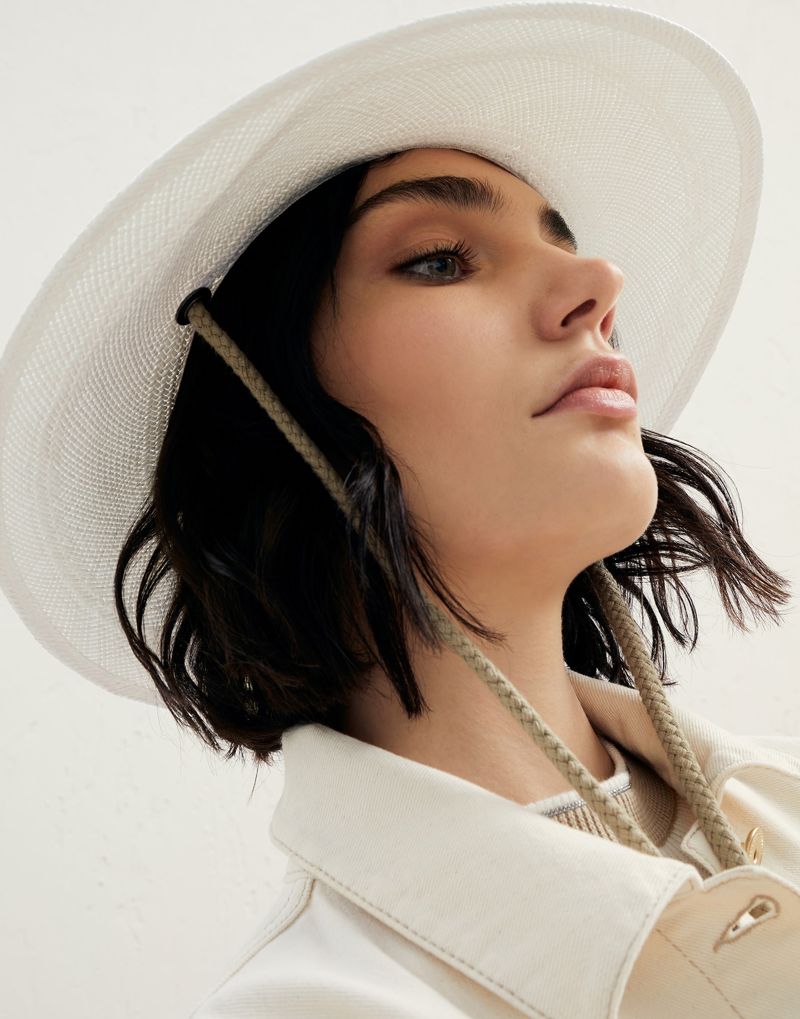 Straw fedora with linen and monili rope string - 3