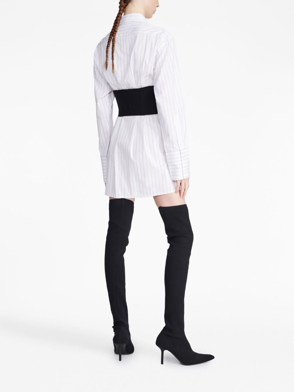 zipped corset-waistline shirt dress - 4