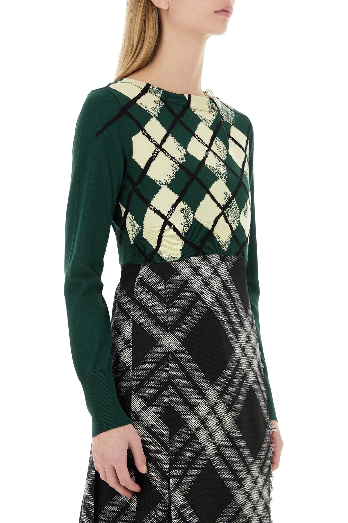 Bottle green cotton sweater - 3