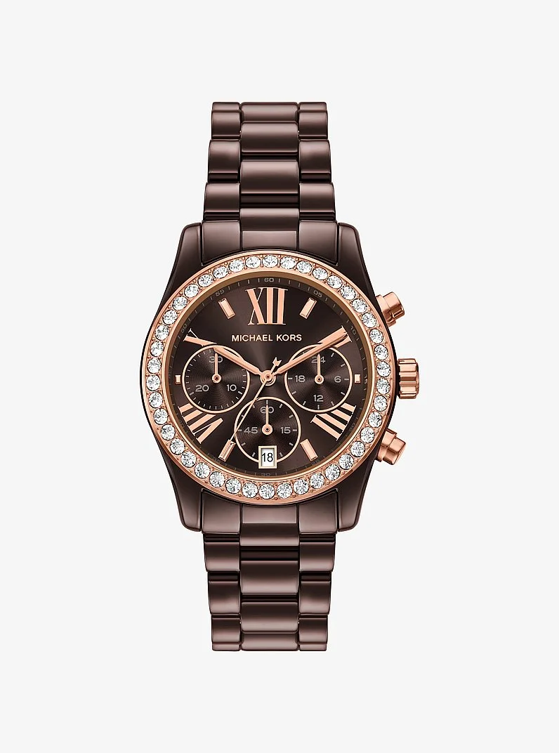 Lexington Pavé Brown-Tone Ceramic Watch - 1