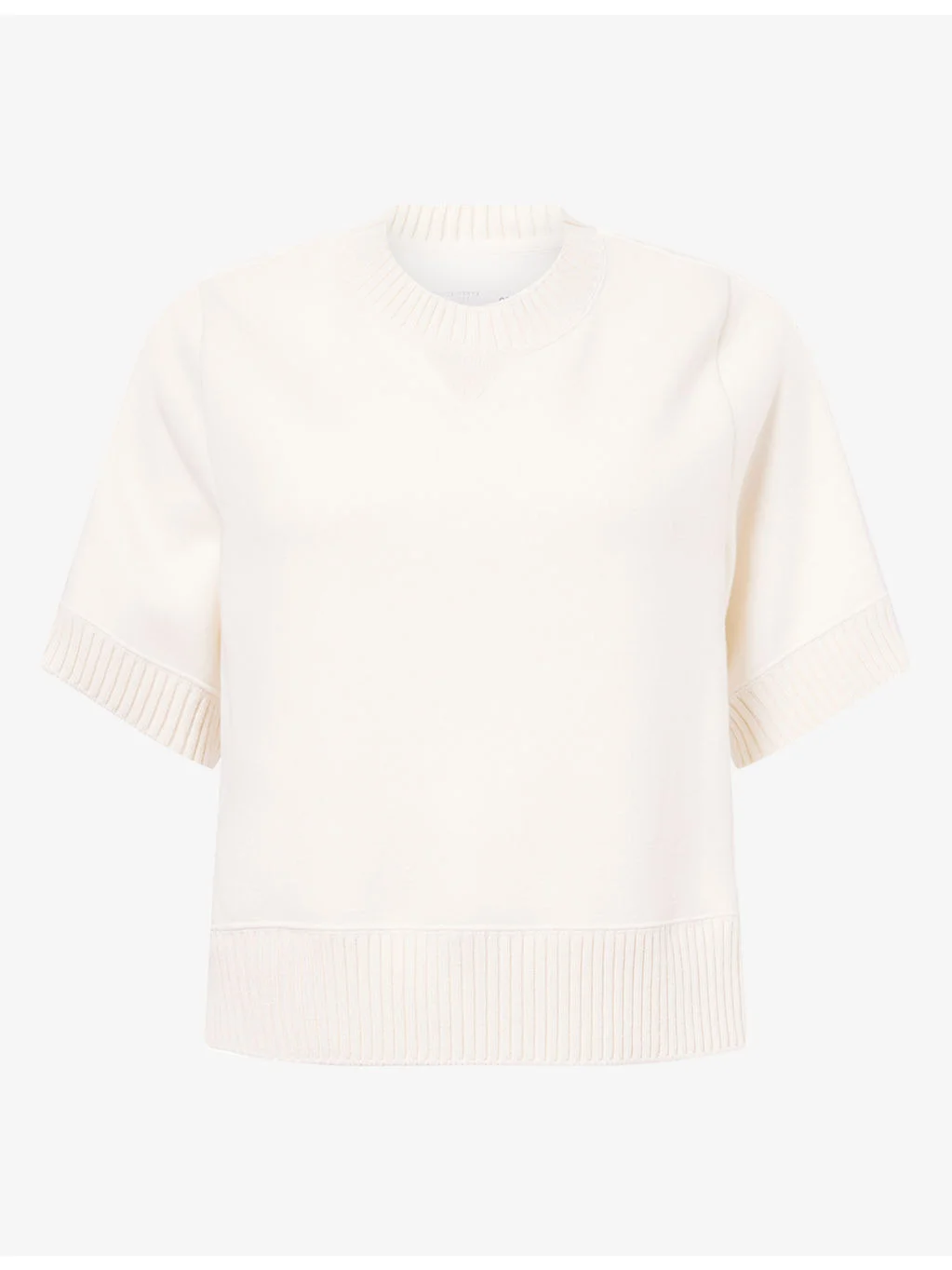 Short-Sleeve Cotton-Panel Knitted Jumper - 1