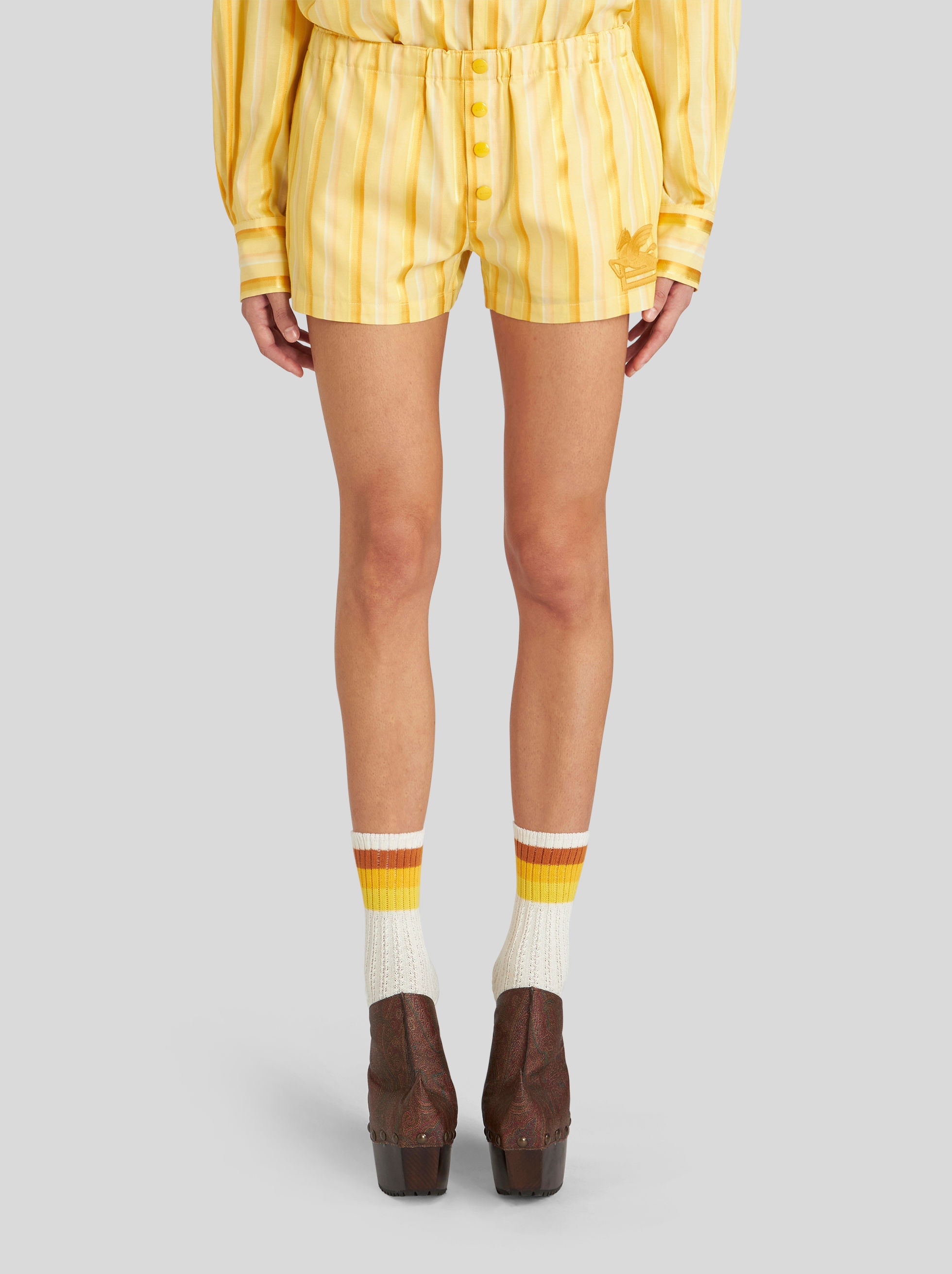 STRIPED SHORTS WITH EMBROIDERED PEGASO - 2