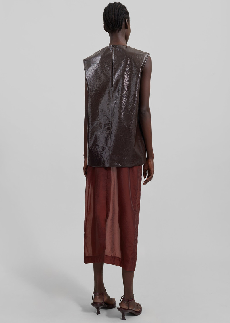 Amaris Crackled Faux Leather Tank Top - Brown 8